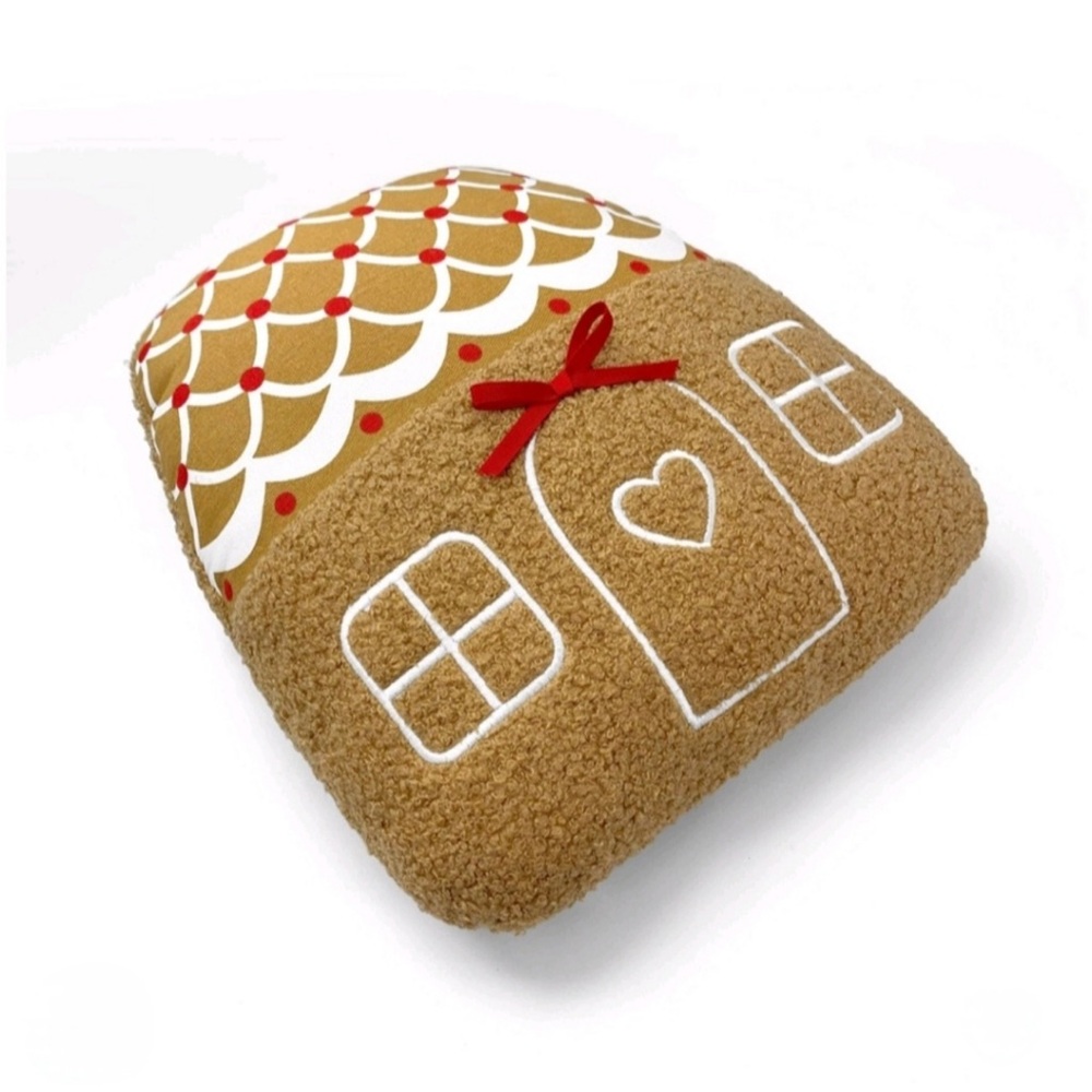 Target Festive Gingerbread House Pillow - Brown and Red